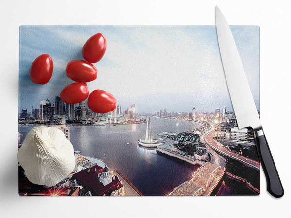 Shanghai Skyline Glass Chopping Board