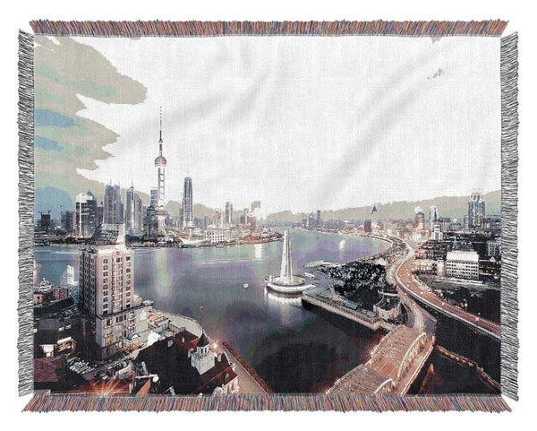 Shanghai Skyline Woven Blanket