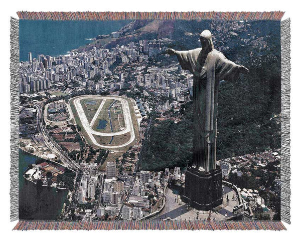 Statue Of Christ The Redeemer Rio De Janeiro Brazil Woven Blanket