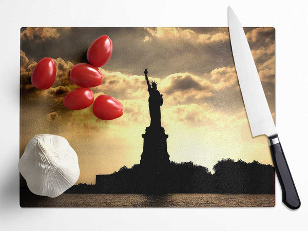 Statue Of Liberty United States Morning Rays Glass Chopping Board