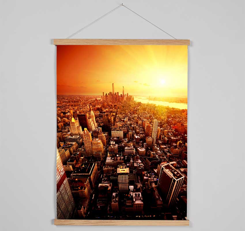 Sunburst Over New York City Hanging Poster - Wallart-Direct UK