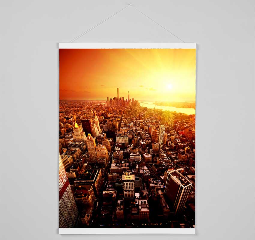 Sunburst Over New York City Hanging Poster - Wallart-Direct UK