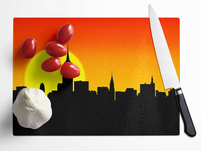 Sunrise New York City Glass Chopping Board