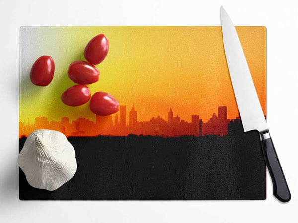 Sunrise Over The City Glass Chopping Board