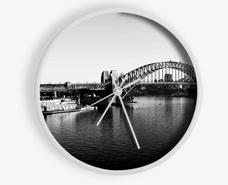 Sydney Harbour Bridge B n W Clock - Wallart-Direct UK