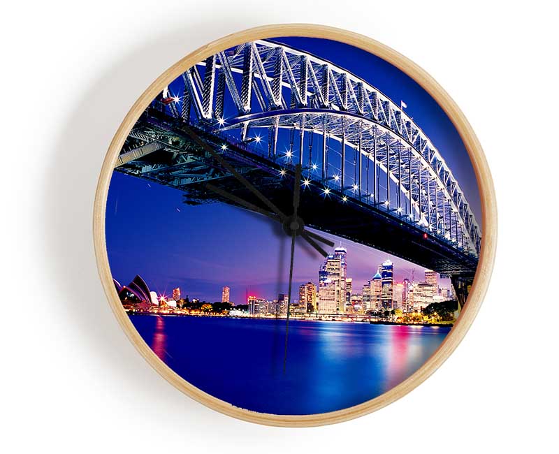 Sydney Harbour Bridge Blue Night Clock - Wallart-Direct UK