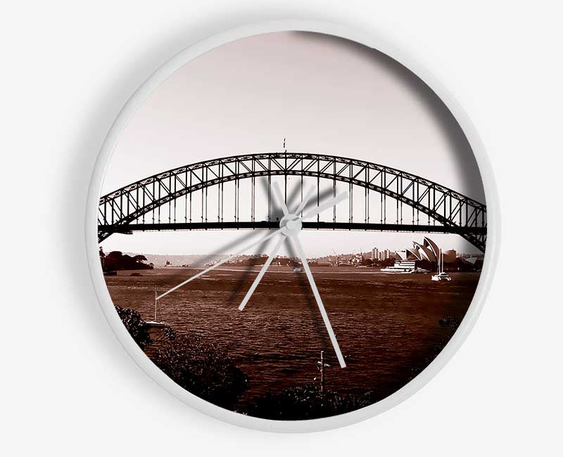 Sydney Harbour Bridge Brown Clock - Wallart-Direct UK