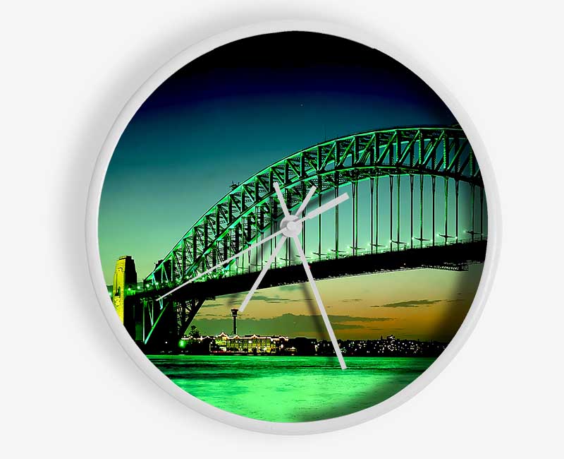 Sydney Harbour Bridge Green Cast Clock - Wallart-Direct UK