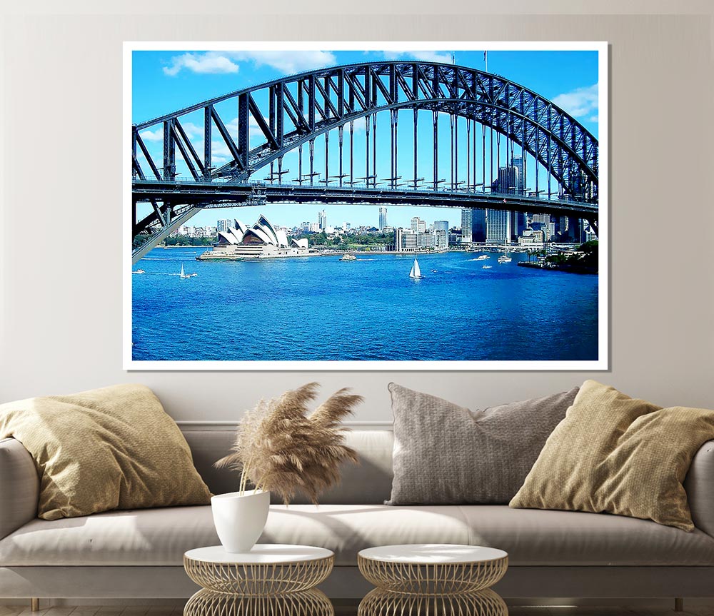 Sydney Harbour Bridge Opera House View Colour Print Poster Wall Art