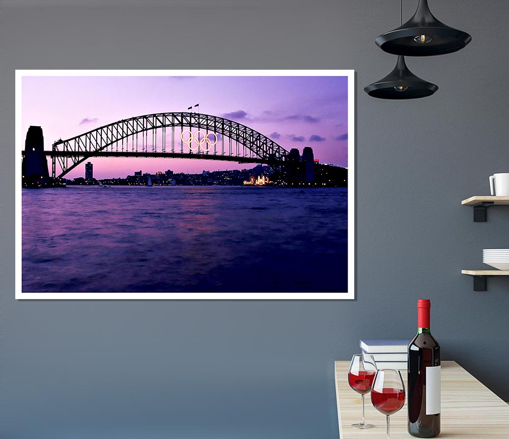 Sydney Harbour Bridge Pink Reflections Print Poster Wall Art