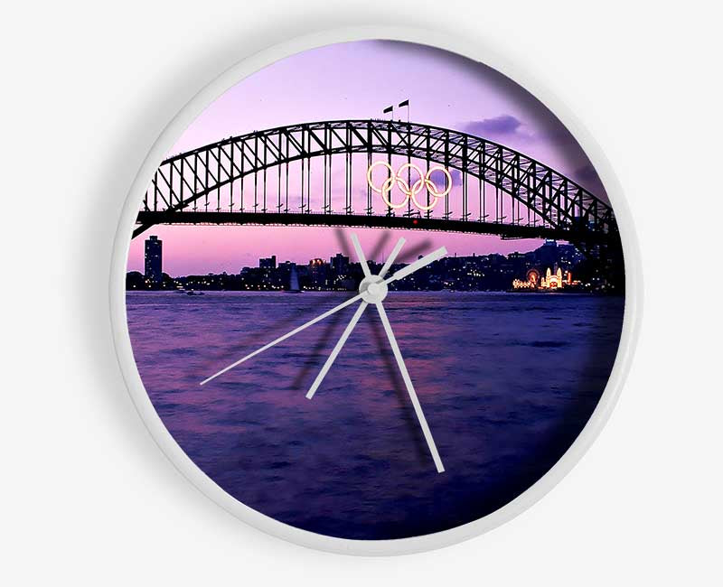 Sydney Harbour Bridge Pink Reflections Clock - Wallart-Direct UK