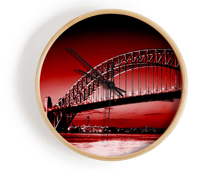 Sydney Harbour Bridge Red Clock - Wallart-Direct UK