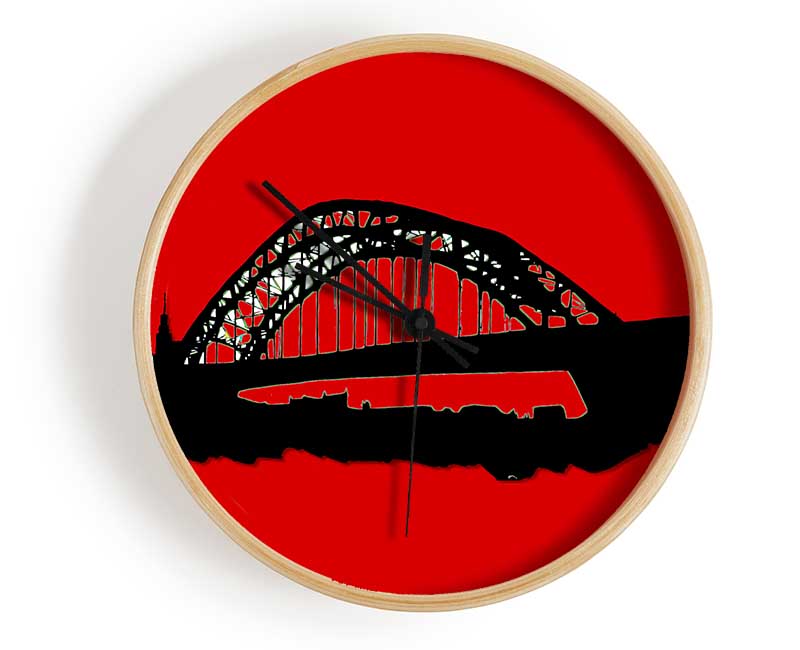 Sydney Harbour Bridge Retro Red Clock - Wallart-Direct UK