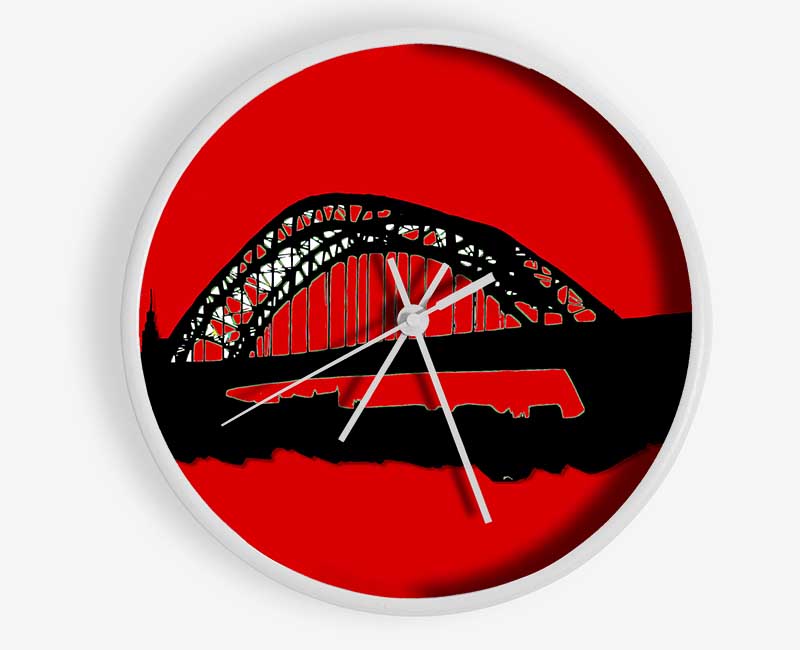 Sydney Harbour Bridge Retro Red Clock - Wallart-Direct UK