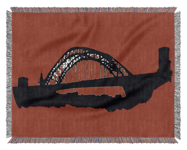 Sydney Harbour Bridge Retro Red Woven Blanket