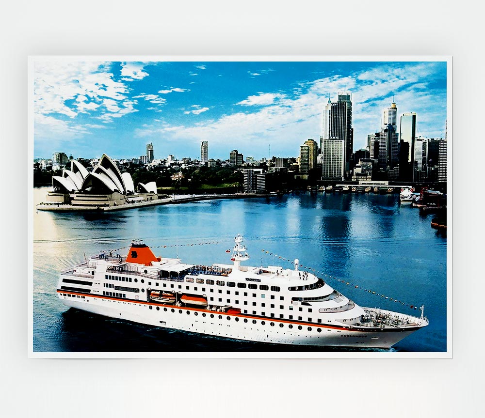 Sydney Harbour Cruise Liner Print Poster Wall Art