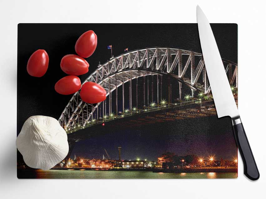 Sydney Harbour Night Light Glass Chopping Board