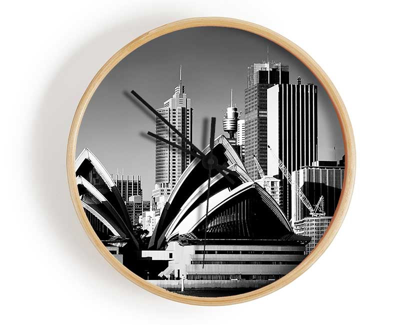 Sydney Opera House B n W Clock - Wallart-Direct UK