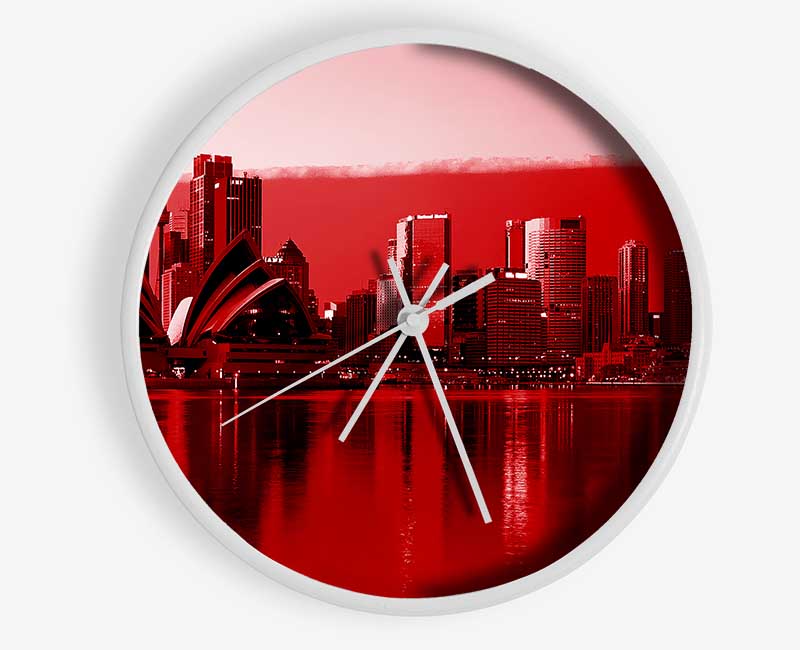 Sydney Opera House Red Clock - Wallart-Direct UK