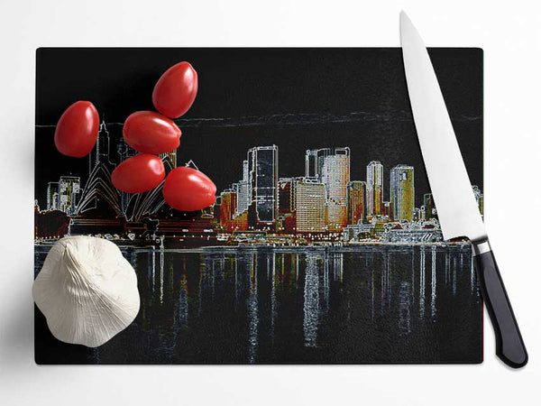 Sydney Skyline Opera House Psychedelic Glass Chopping Board