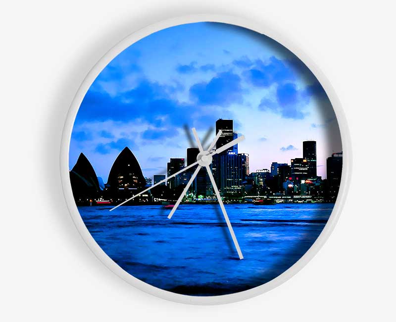 Syndey Opera House Afar Blue Clock - Wallart-Direct UK