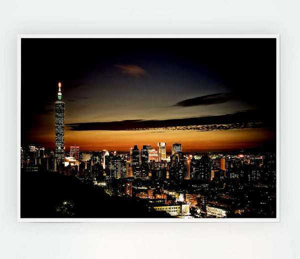 Taipei Skyline Print Poster Wall Art