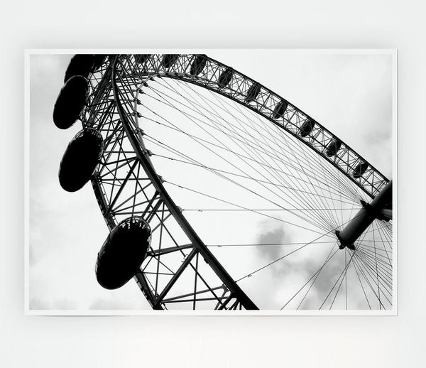 The London Eye Black And White Print Poster Wall Art