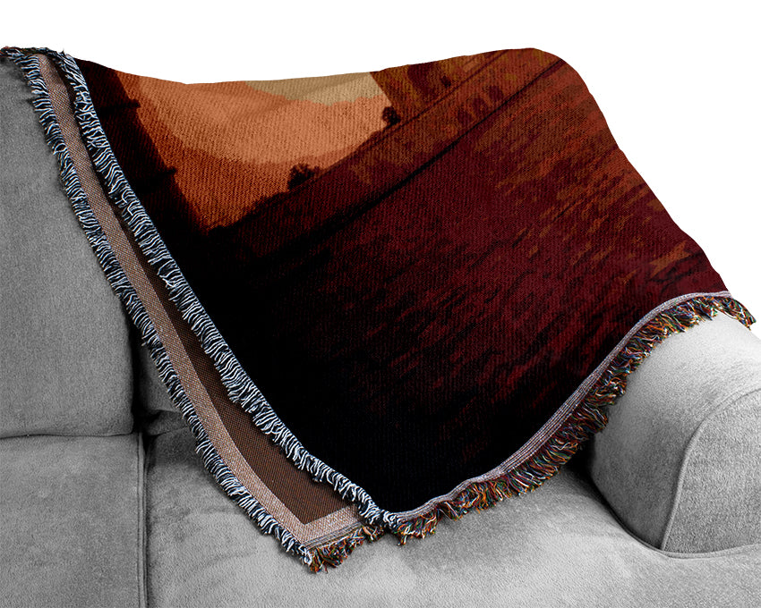 The Taj Mahal At Sunset India Woven Blanket