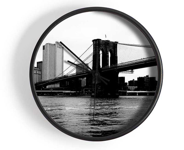 The View Of New York Under Brooklyn Bridge Clock - Wallart-Direct UK