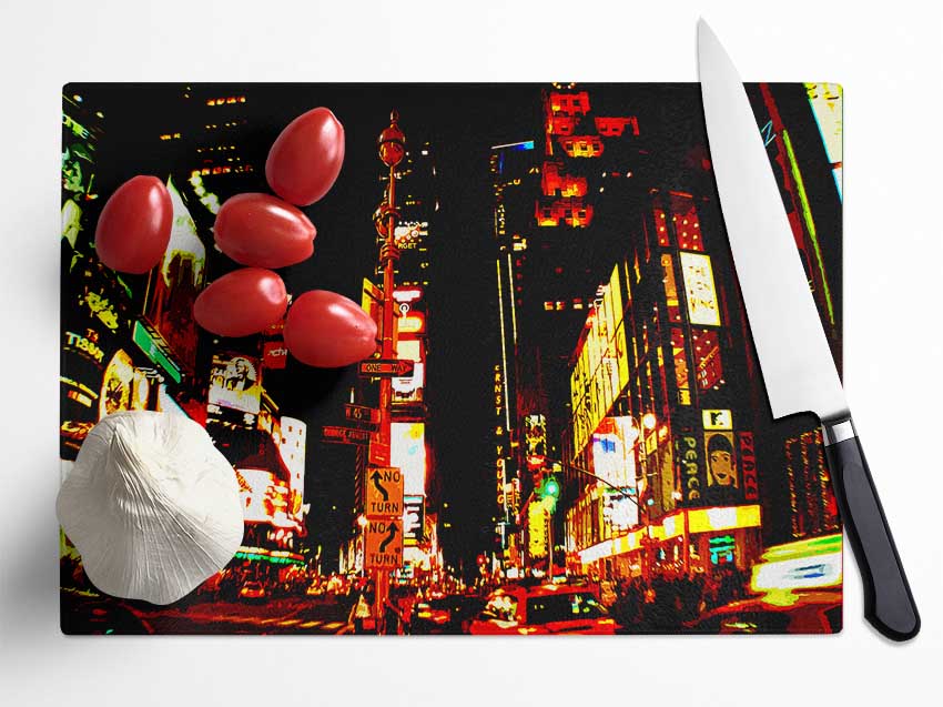 Tokyo Broadway At Night Glass Chopping Board