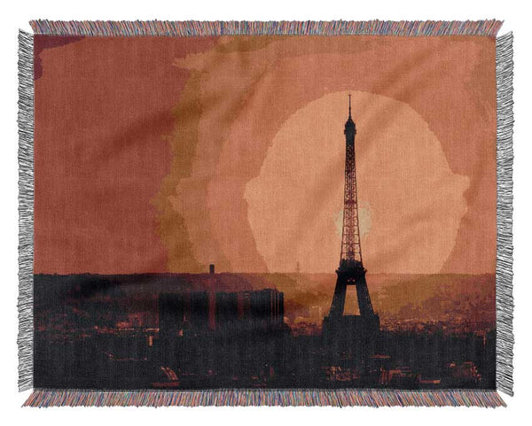 Eiffel Tower Sun Glow Woven Blanket