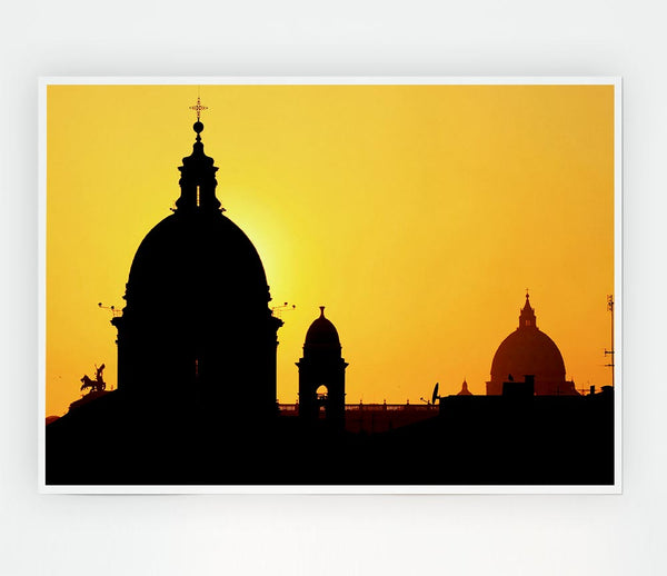 Turkish Rooftop Sunset Print Poster Wall Art