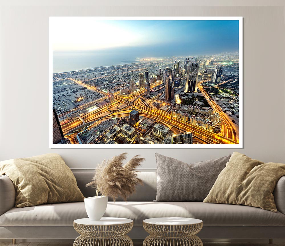 View From Burj Khalifa Dubai Print Poster Wall Art