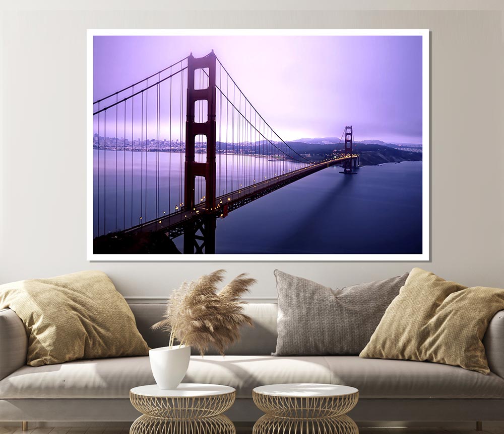 Violet Hour And Fog Surround The Golden Gate Print Poster Wall Art