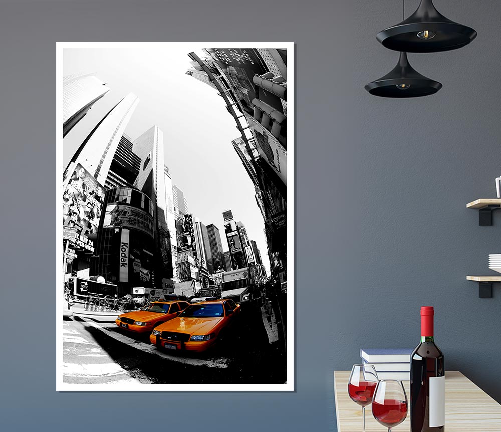 Yellow Cab Duo On 5Th Avenue Print Poster Wall Art