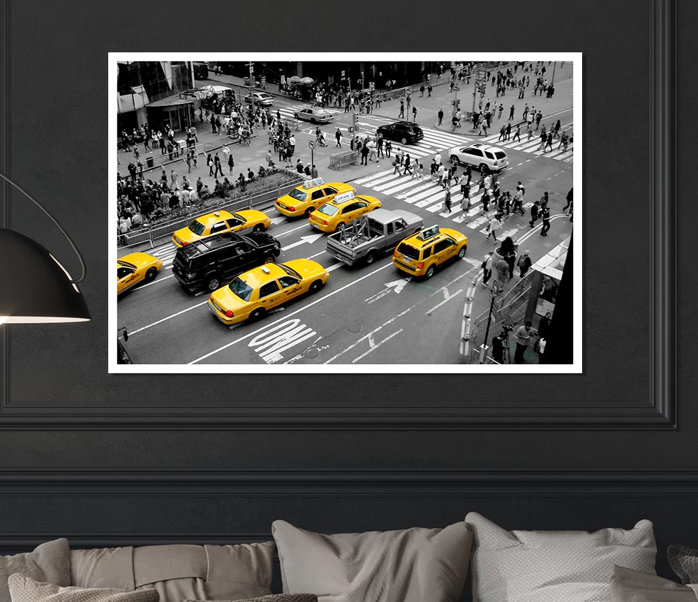 Yellow Cabs New York City Print Poster Wall Art