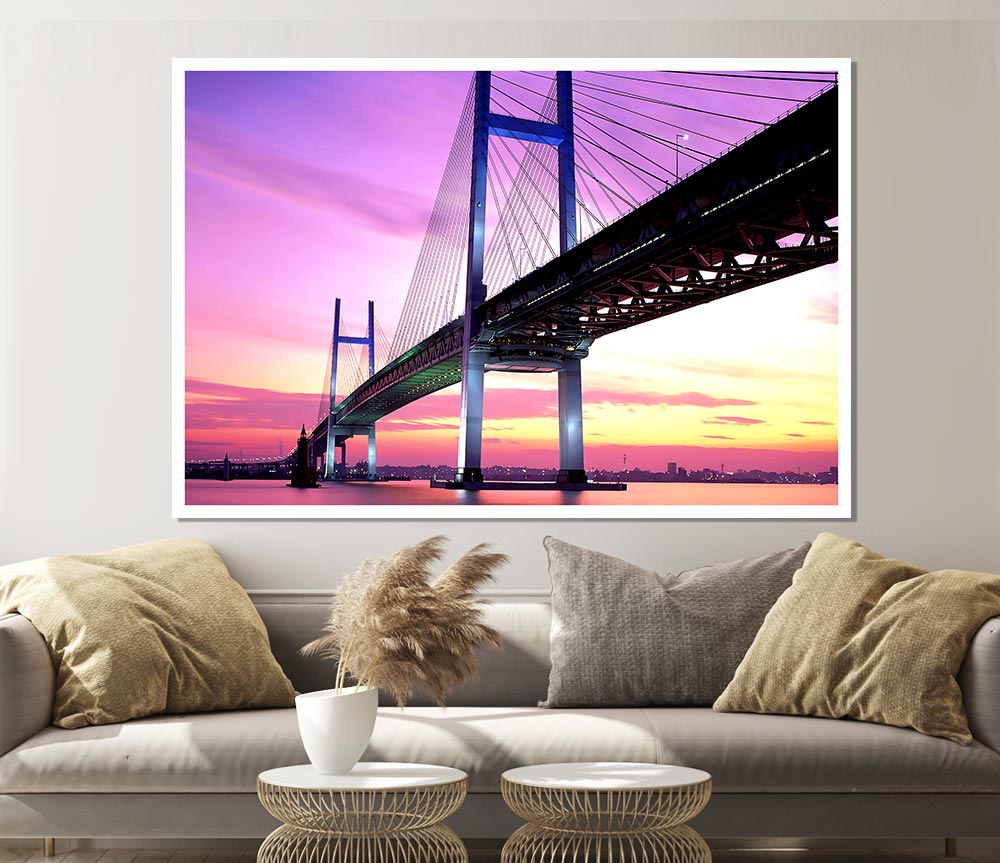 Yokohama Bay Bridge Japan Print Poster Wall Art