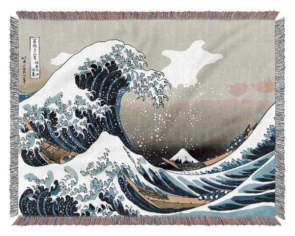 Hokusai A Big Wave Off Kanagawa Woven Blanket