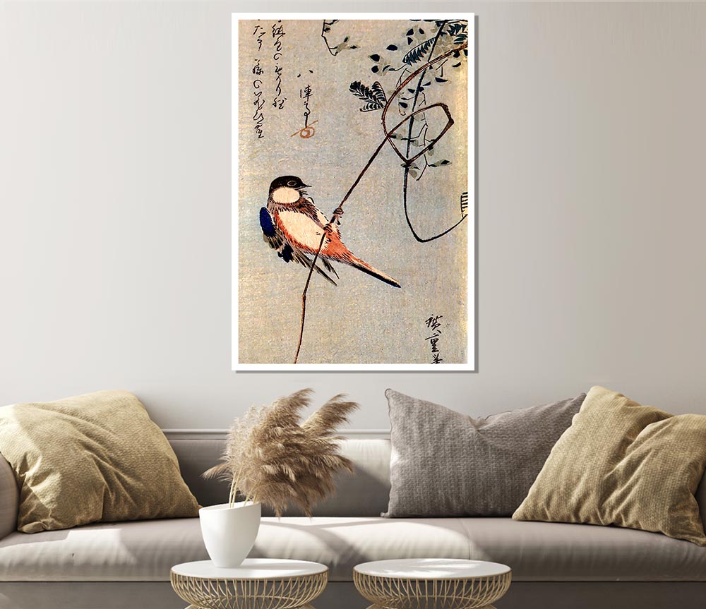 Hiroshige A Bird On A Wisteria Print Poster Wall Art