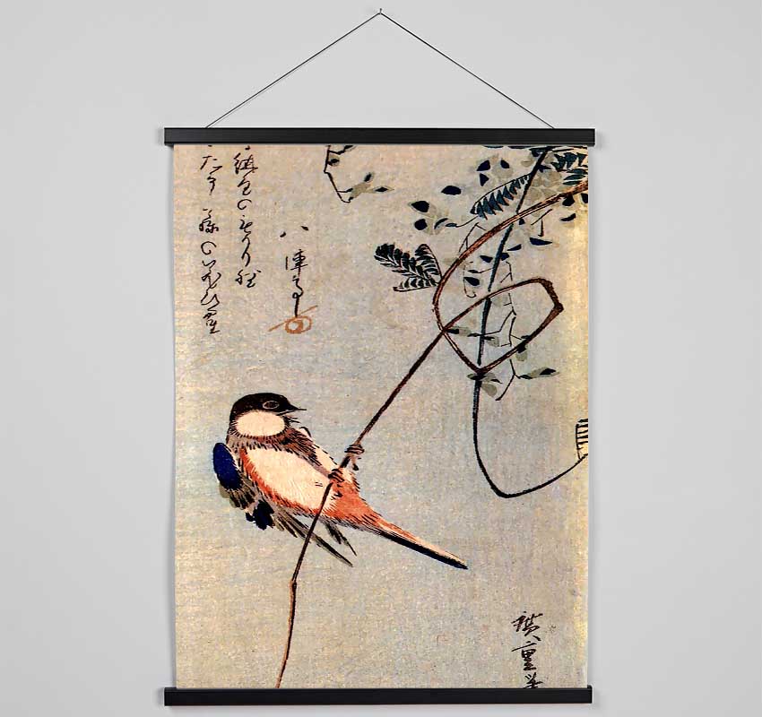 Hiroshige A Bird On A Wisteria Hanging Poster - Wallart-Direct UK