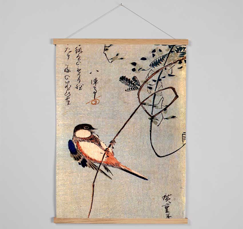 Hiroshige A Bird On A Wisteria Hanging Poster - Wallart-Direct UK