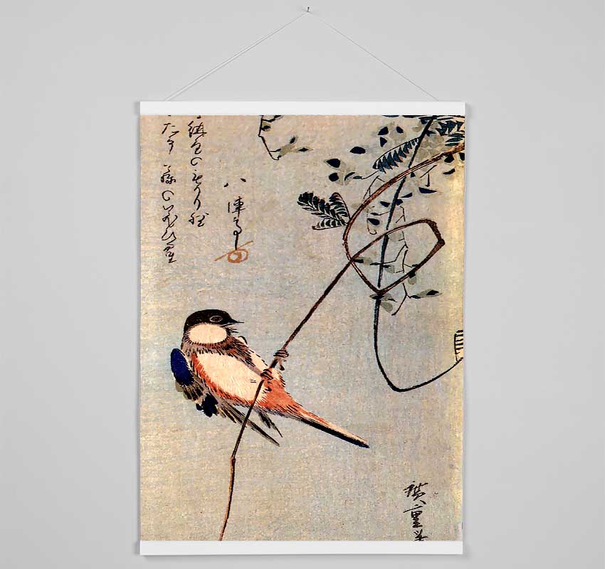 Hiroshige A Bird On A Wisteria Hanging Poster - Wallart-Direct UK