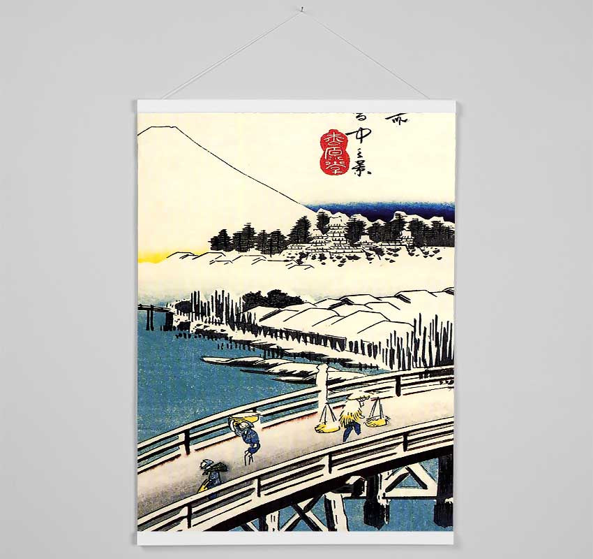 Hiroshige A Bridge In The Snow Hanging Poster - Wallart-Direct UK