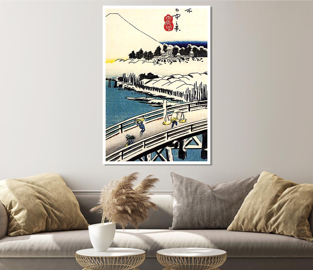 Hiroshige A Bridge In The Snow Print Poster Wall Art