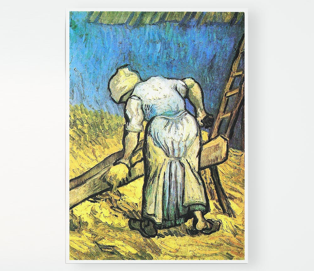 Van Gogh A Farmer Cutting Hay Print Poster Wall Art