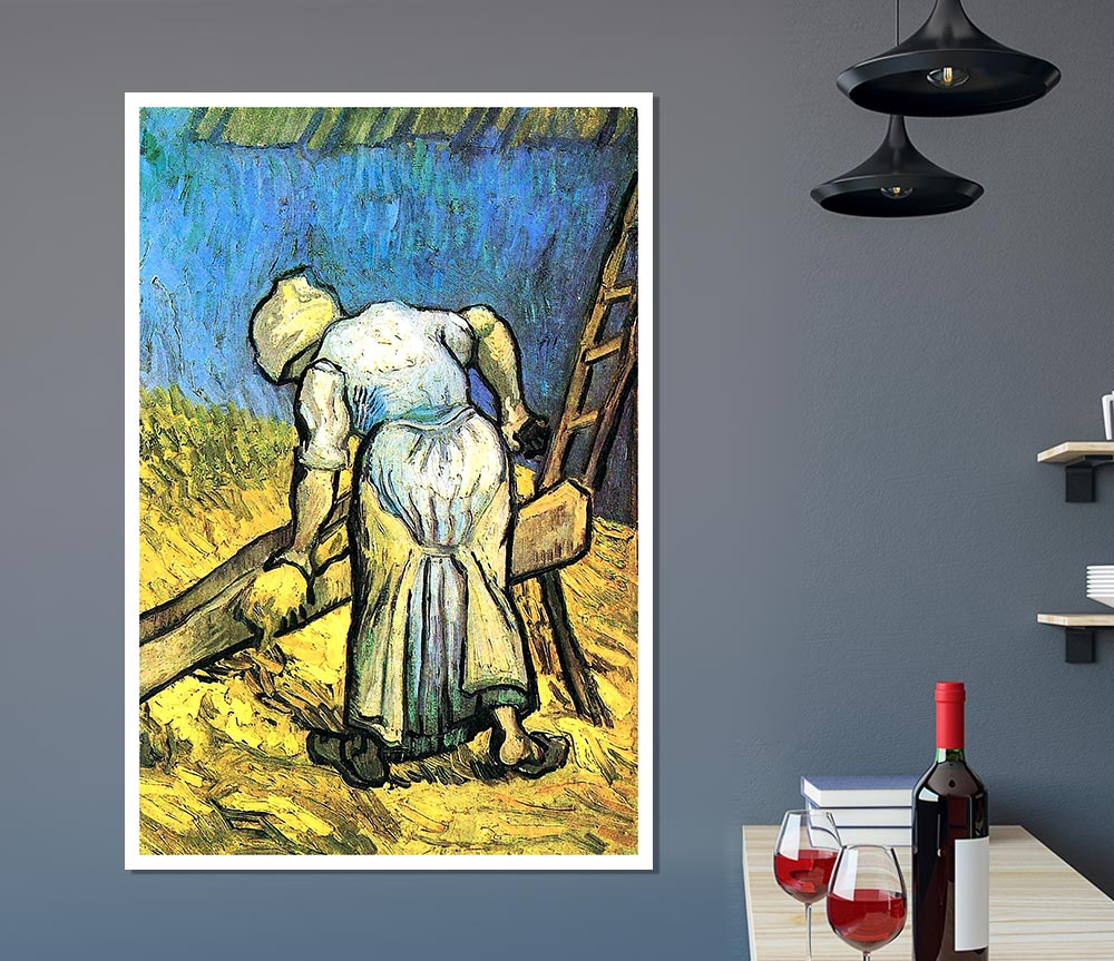 Van Gogh A Farmer Cutting Hay Print Poster Wall Art