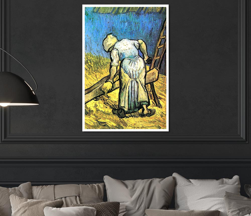 Van Gogh A Farmer Cutting Hay Print Poster Wall Art