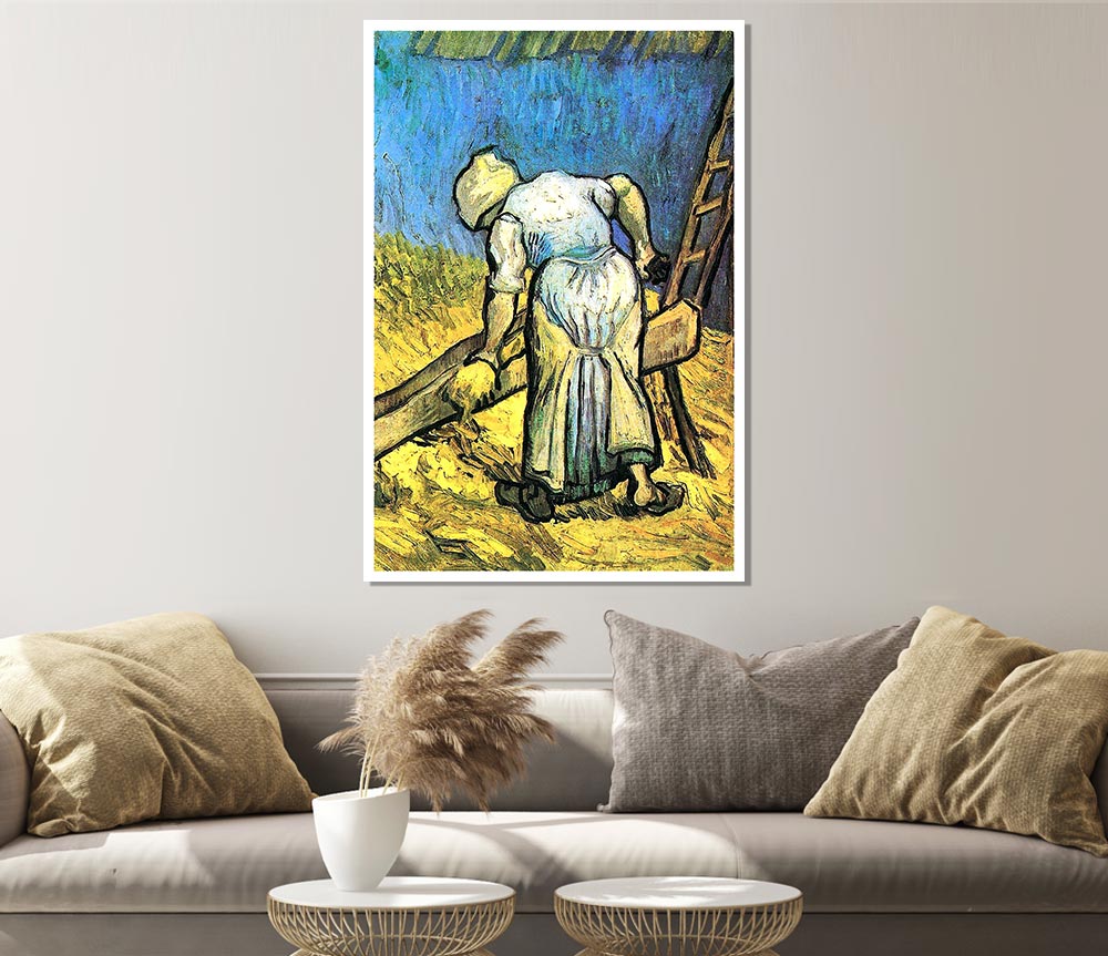 Van Gogh A Farmer Cutting Hay Print Poster Wall Art