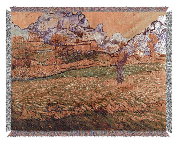 Van Gogh A Meadow In The Mountains Le Mas De Saint-Paul Woven Blanket