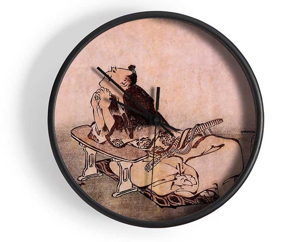 Hokusai A Philosopher Looking At Two Butterflies Clock - Wallart-Direct UK